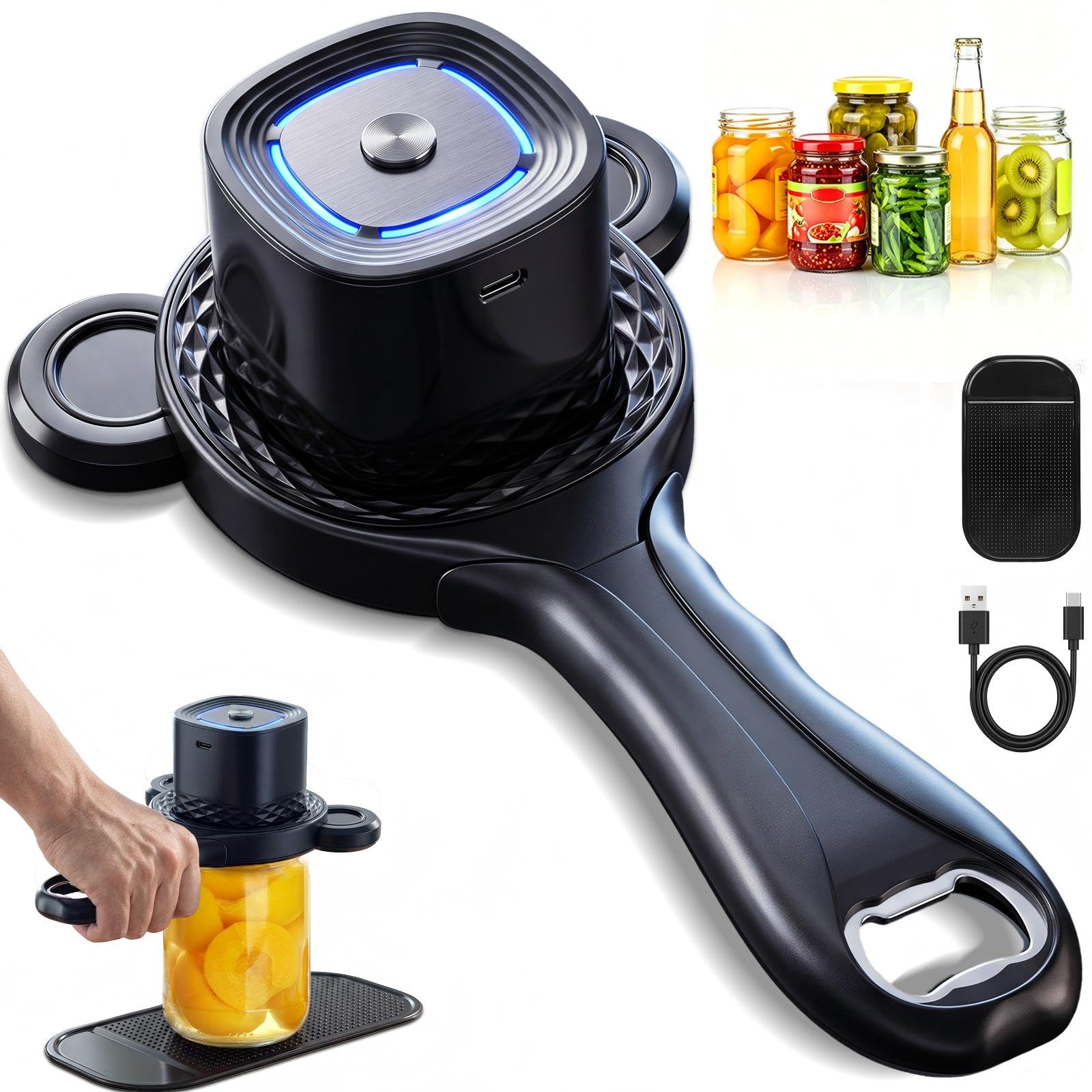 Rushgoon Electric Jar Opener, One-Press Auto-Grip