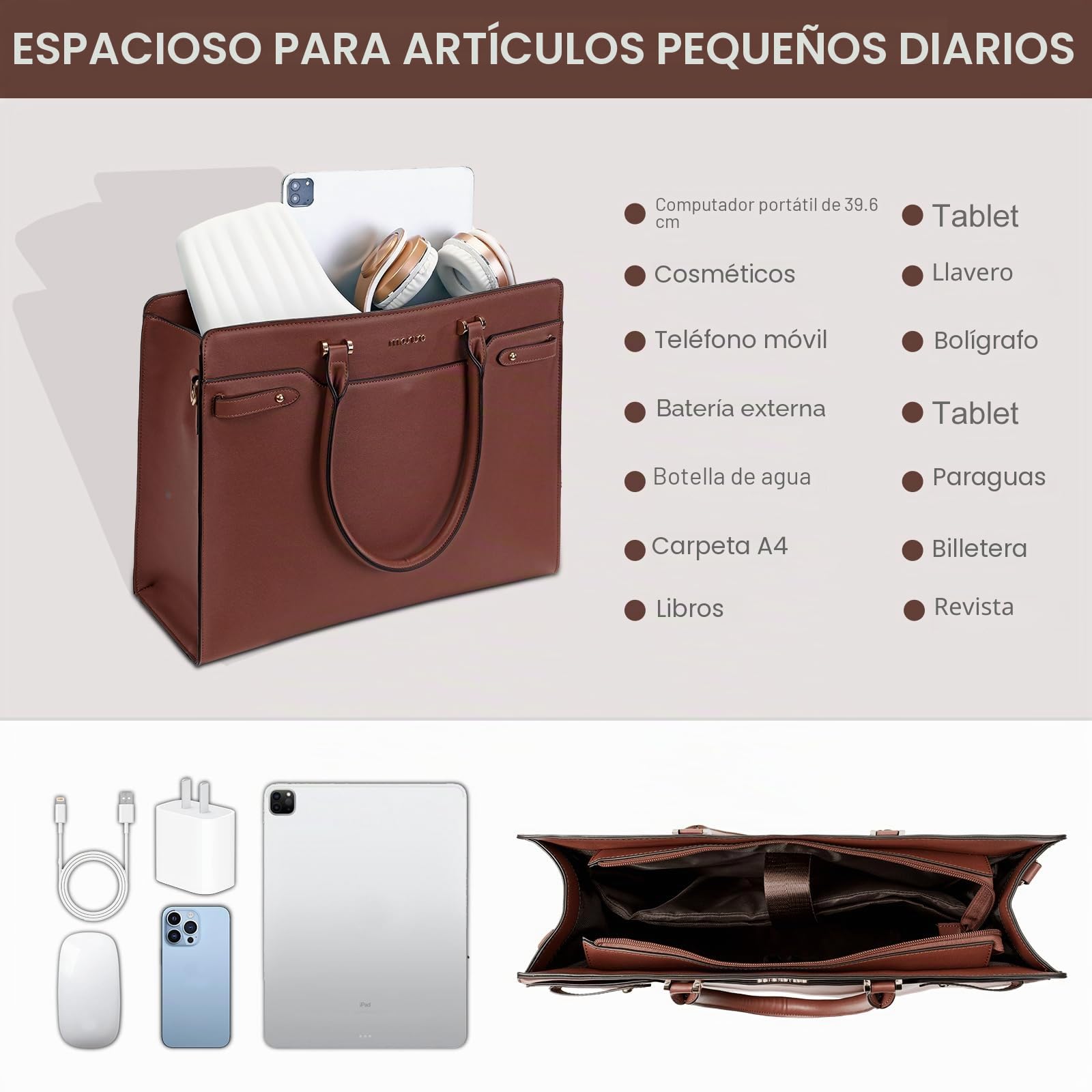MOSISO Maletín Portátil para Mujer, 15,6 Pulgadas Bolsa Tote Laptop