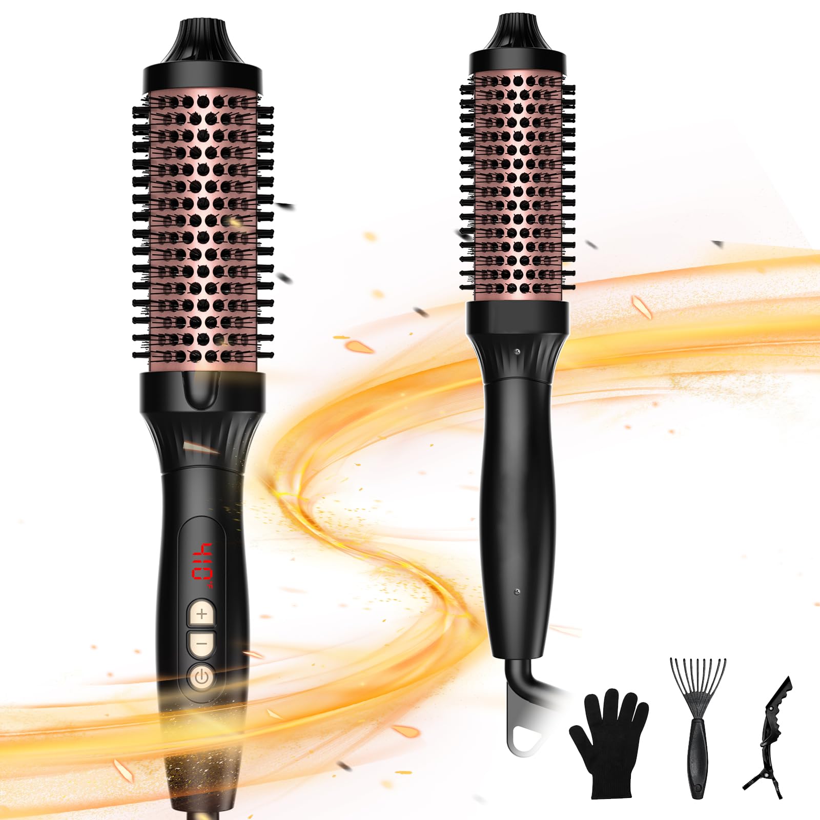 UKLISS Thermobürste 38mm Thermal Brush, Pro Ionische Thermo Rundbürste Lockenbürste [120-210℃], für Natürlicher Locken & Glatteres Aussehen, Double Spannung für Reise (Roségold)