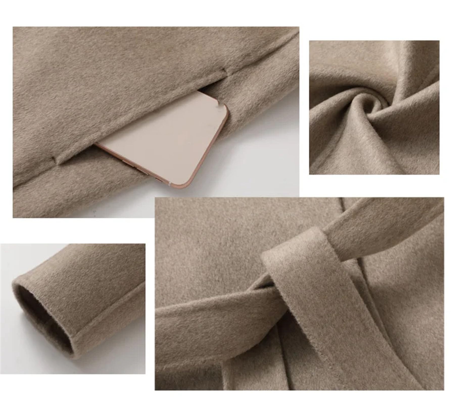 Inverno Doppio Lato Cashmere Cappotto Donna Rosa Lana Vestito Collare Di Mezza Lunghezza Lace-up Cappotto Eleganza Luce