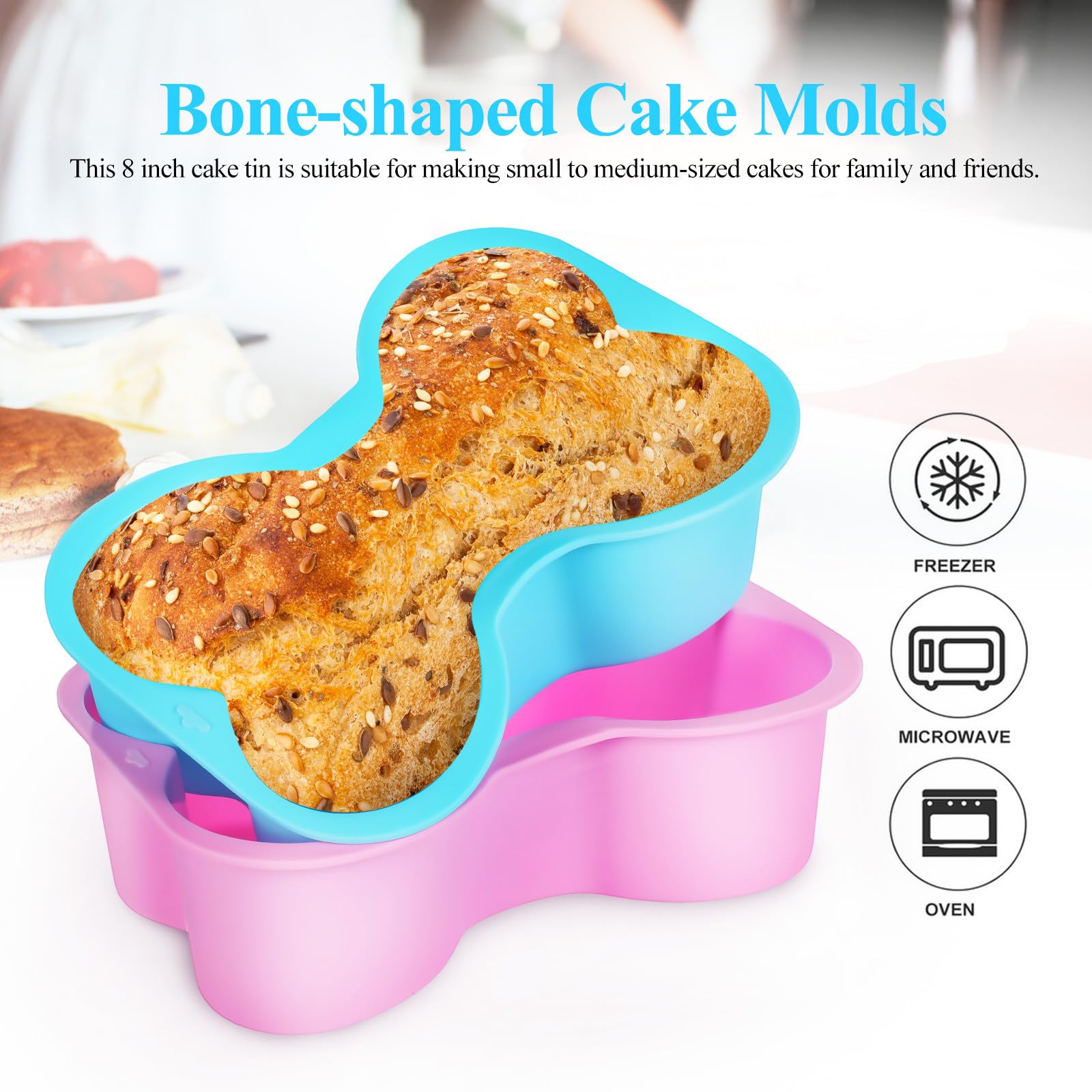 2 Stück Silikon Hundekuchen Backform Knochenförmige Backformen für Hundekuchen Hochtemperaturbeständig und Leicht zu Reinigen für Professionelle Bäcker und Haustierbesitzer