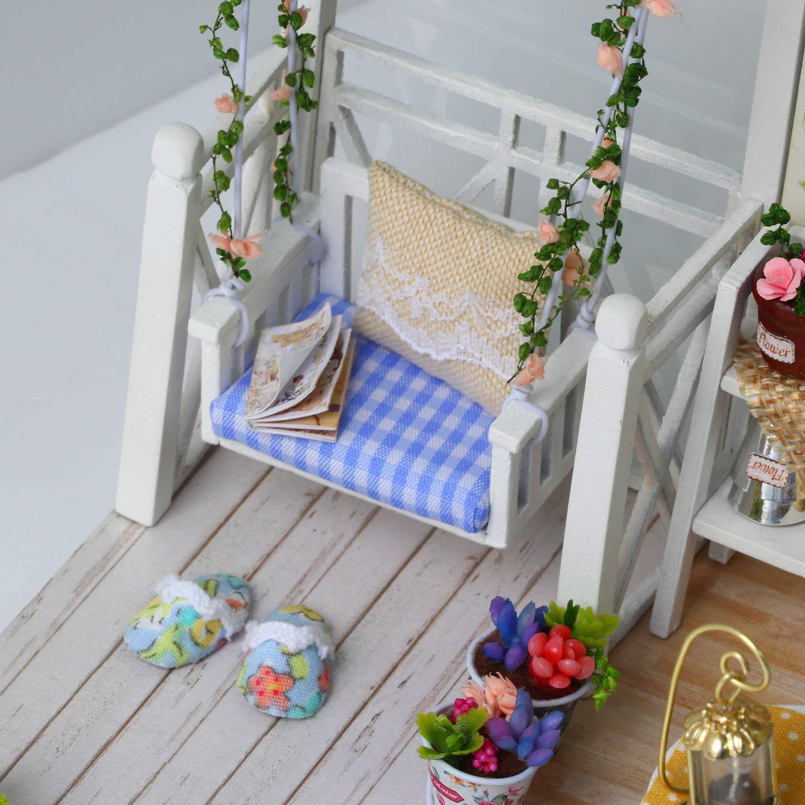CUTEROOM Kit Miniature en Bois Fait Main de Maison de poupée de DIY - modèle de Salon de LED et Tous Les Meubles
