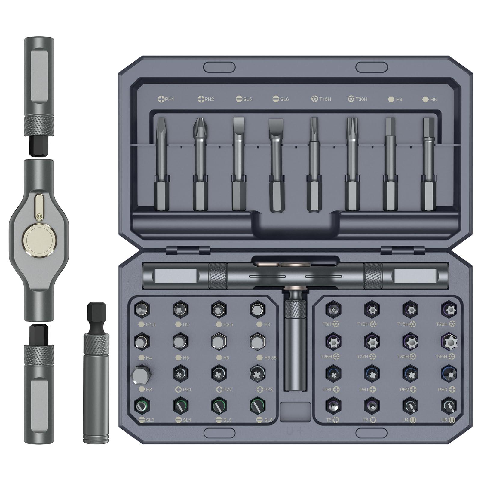 LOFICOPER Ratchet Screwdriver Set, 42 in 1 Magnetic Screwdriver Set with Disassemble Ratchet Handle, Multipurpose DIY Repair Tool Kit with Case, 40