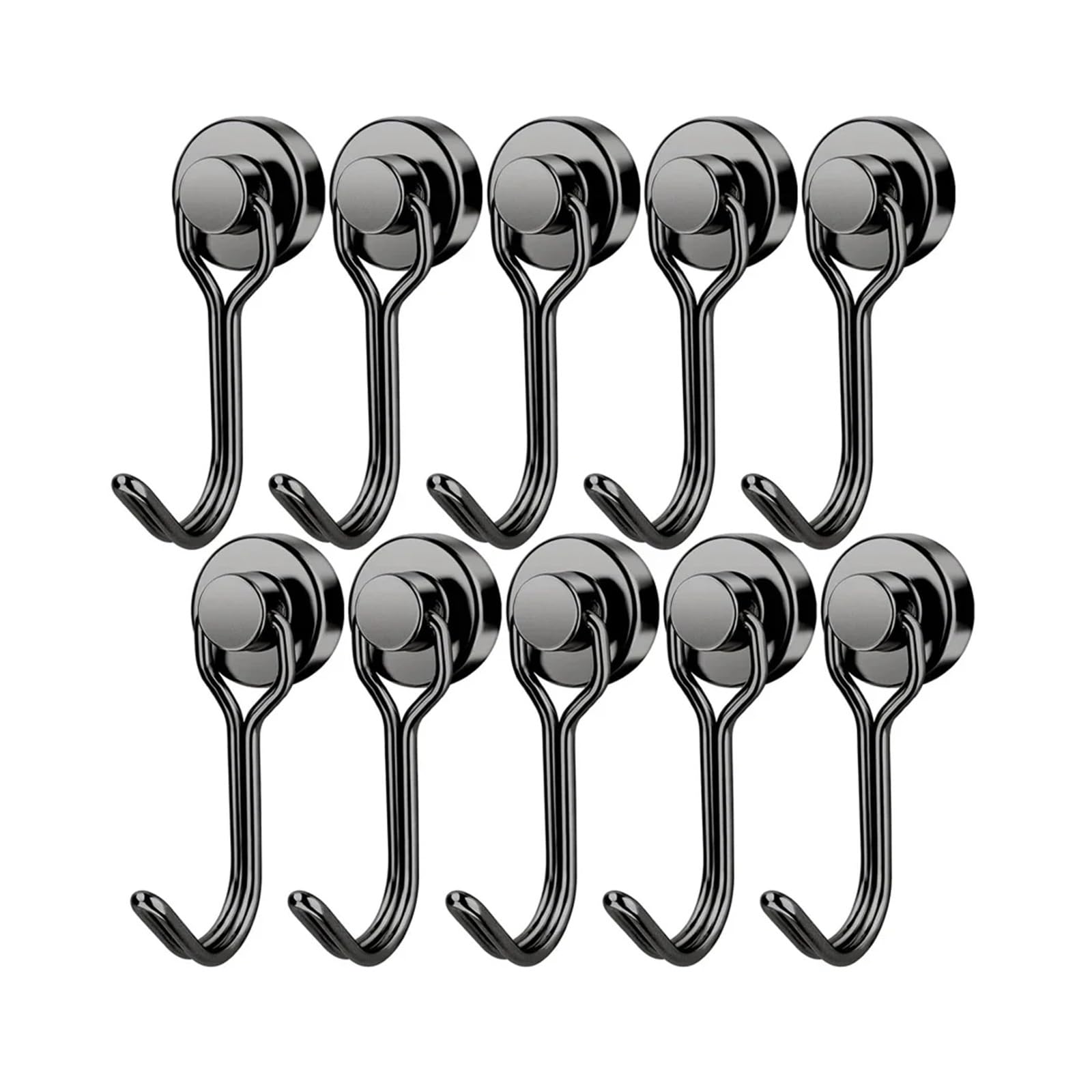 Percha Puerta Ganchos magnéticos giratorios de alta resistencia Cruise Black con potente imán neodimio for refrigerador, parrilla y casillero(Black 10pcs)