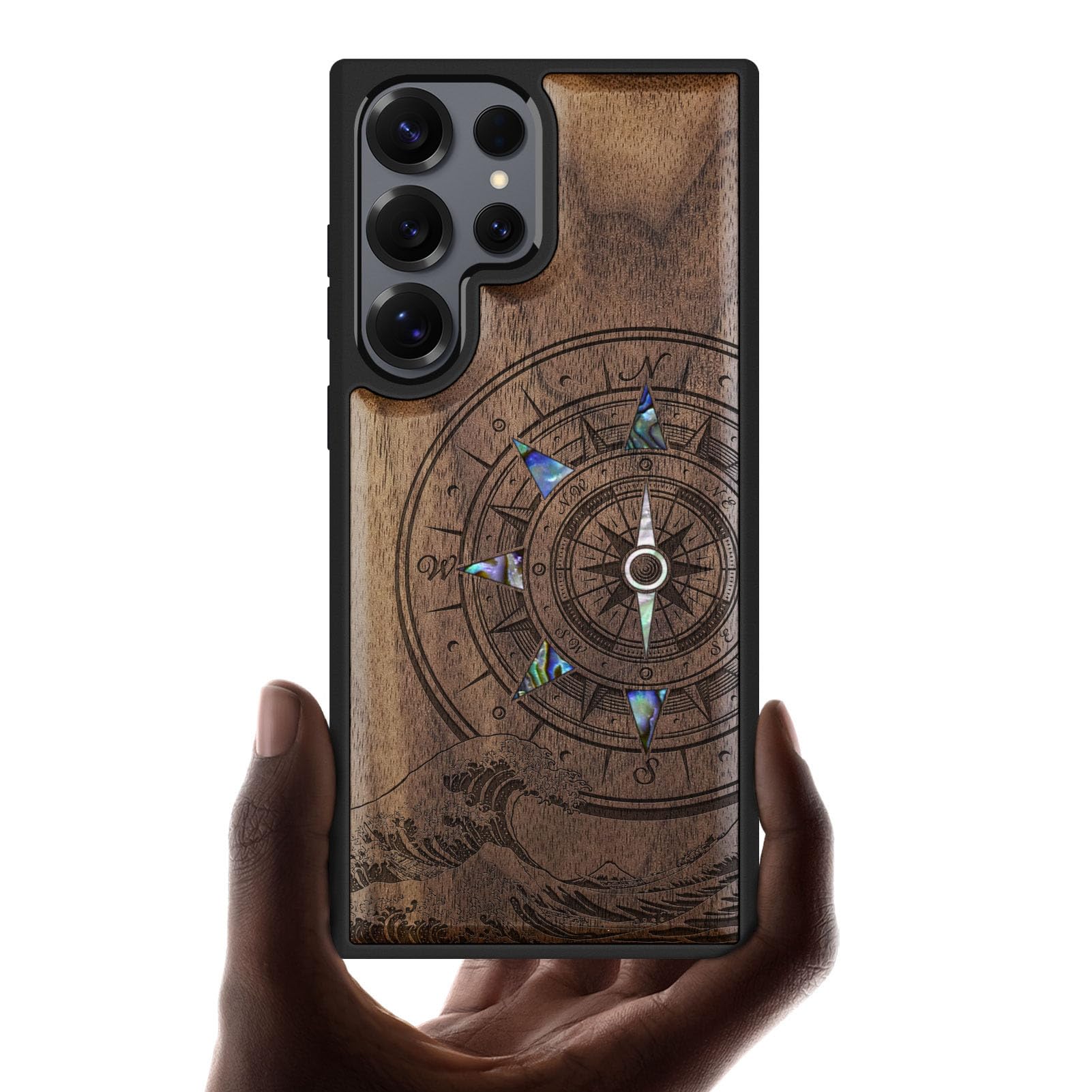 Carveit Magnetic Wooden Case for Samsung Galaxy S25 Ultra Case, Wood Artisan Engraved & Handmade Shell Inlaid, Compatible with MagSafe Wireless