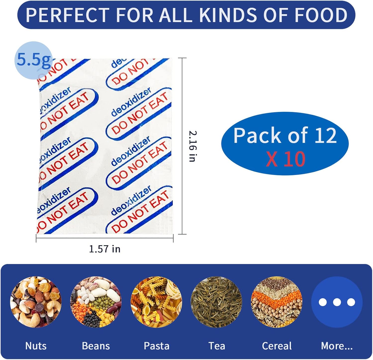 Buy oxygen absorbers for food storage 500cc，120PCS (10x PCS of 12) o2