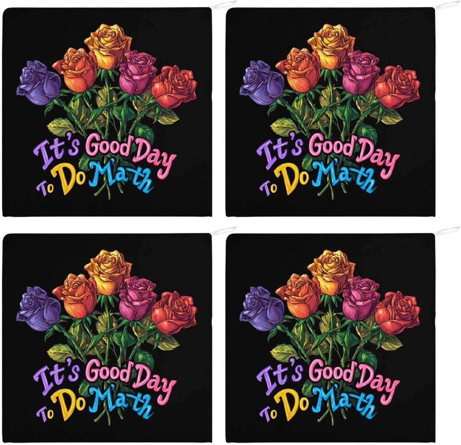 Its Good Day to Do Math Microfiber Hand Towels for Bathroom Soft Absorbent Bath Kitchen Towel with Hanging Loop 4PCS