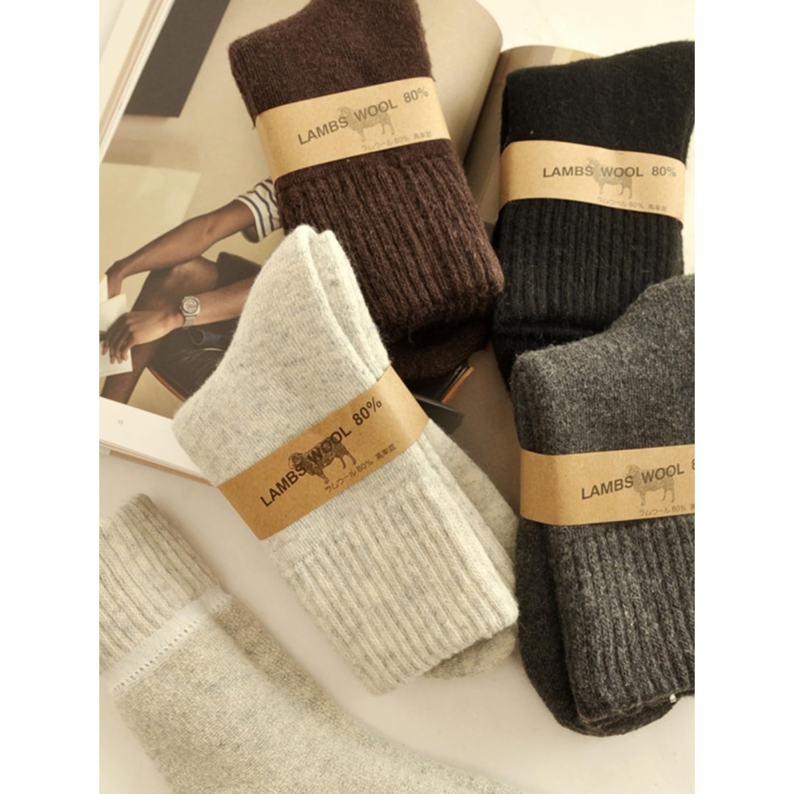 svlftecon Unisex Wool Winter Thermal Socks Cozy Warm Hiking Crew Boot Socks Wool for Autumn Crew Series 15