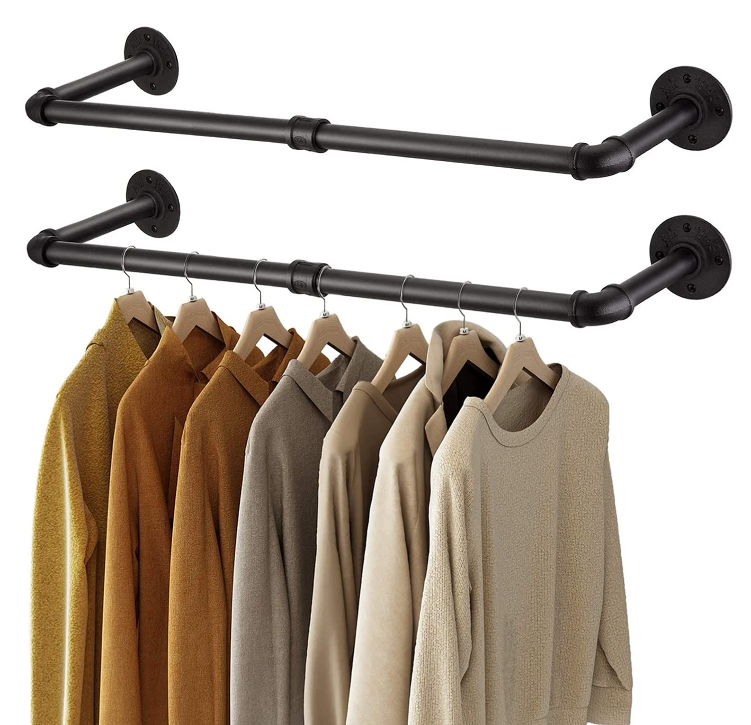 Buy 2Pcs Clothes Rack 91Cm Industrial Pipe Wall ed Garment Rack Hanging