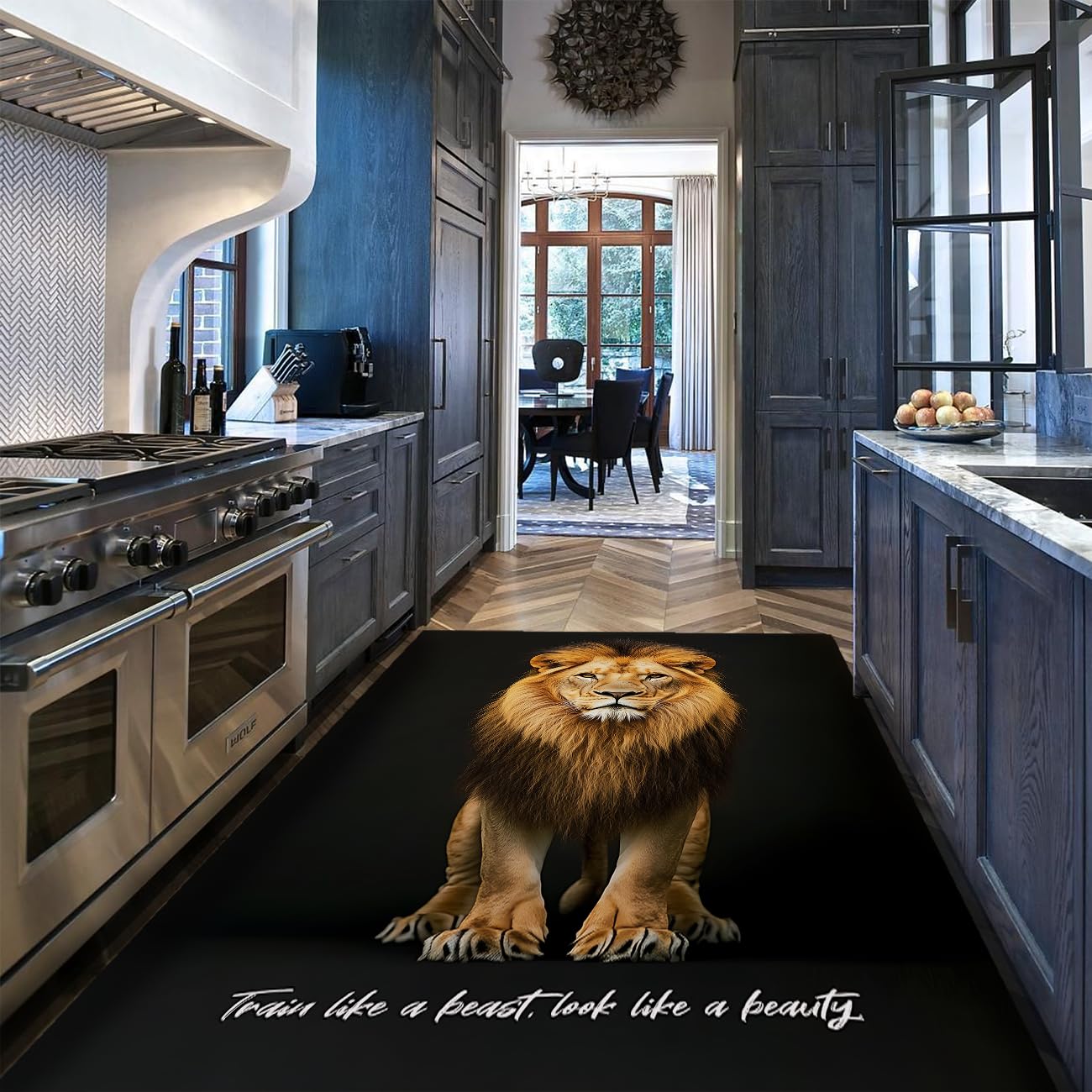 Tapis lion brun 180x240cm lavable en machine pour déco de sol