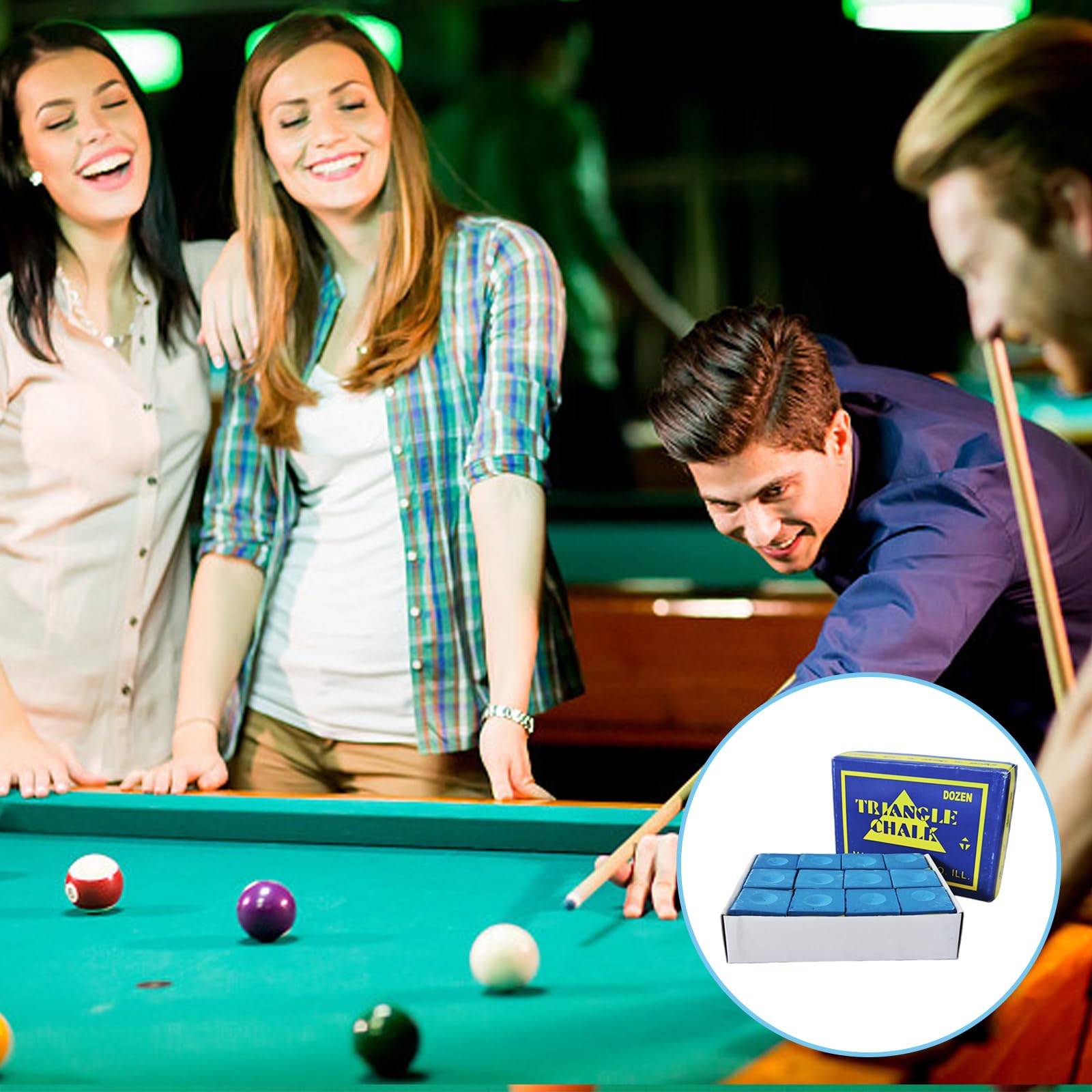 Juego Completo de 12 tizas de Billar Premium en Color Azul para Jugadores avanzados y Principiantes, máxima Durabilidad y precisión en Cada Partida de Billar o Snooker — view 6