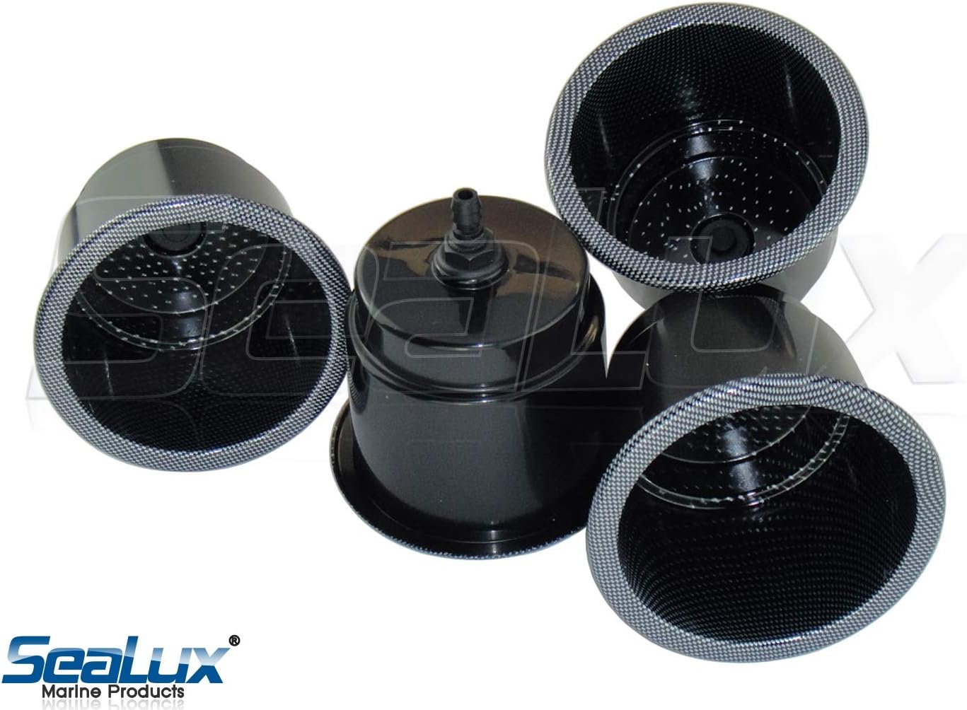 SeaLux Marine Boat Carbon Fiber Print Jumbo Cup Drink Holders (Set of 4) fit YETI 30 oz. Rambler Tumblers and Travel Mugs for Boat, RV