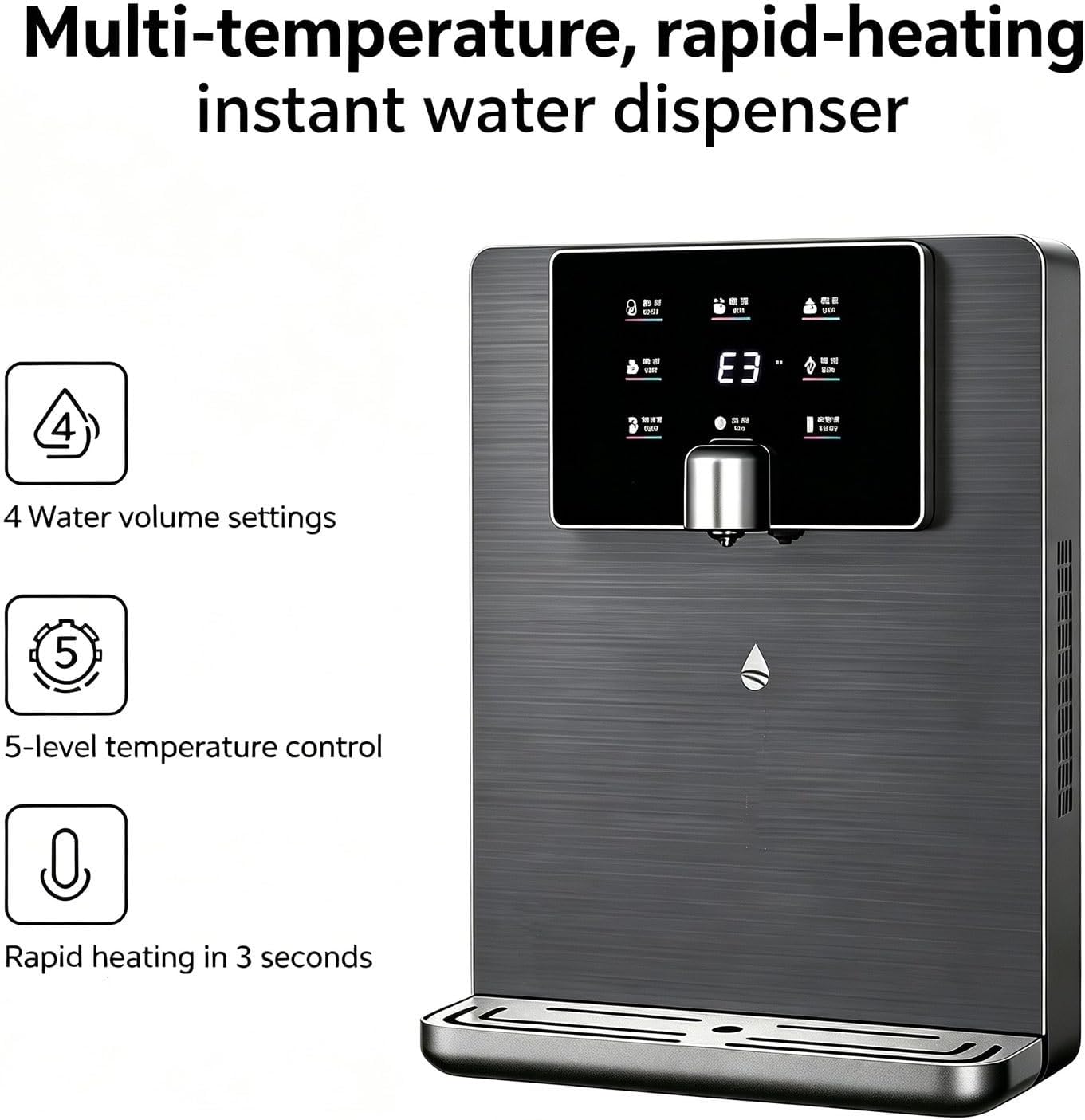 Commercial Water Dispenser, Direct Drinking Cooler Water Dispenser, 5-Level Temperature Adjustment, Wall-Mounted Hot and Cold Water Dispenser for Home Office Commercial Business User(White)
