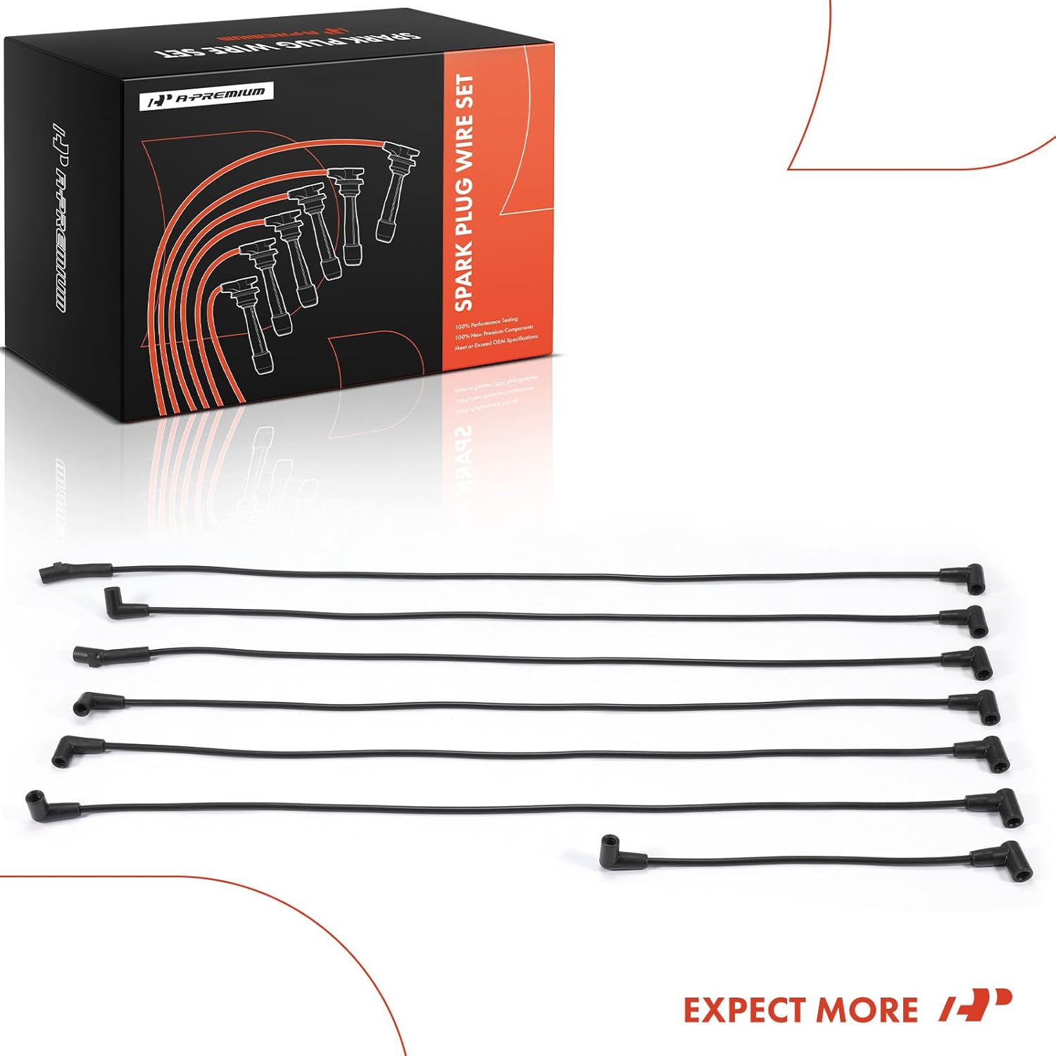 A-Premium Spark Plug Wire Compatible with Chevrolet Caprice 1986-1988, Monte Carlo 1986-1988, El Camino & Pontiac Grand Prix 1986-1987, Bonneville 1986 & GMC Caballero 1986-1987 7-PC Set