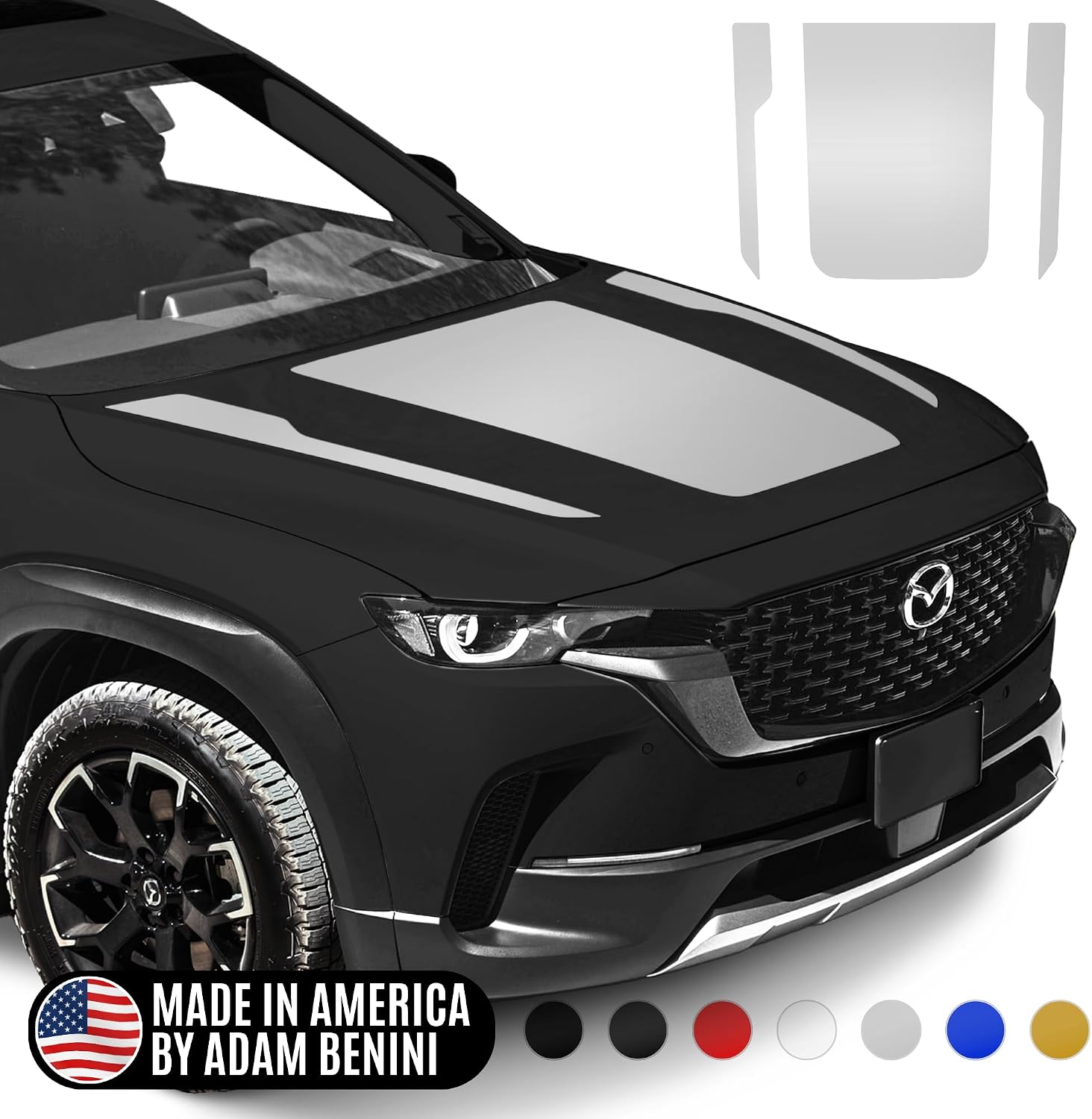Meridian Style Blackout Hood Decal Kit for Mazda CX50 2014-2025 – Made in USA Mazda CX50 Accessories for a Sleek and Enhanced Style, Accessories for Mazda CX50 for a Bold Look (Silver)
