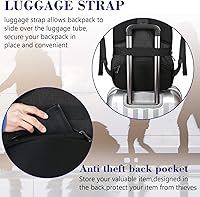 Vista 6 de MATEIN - Mochila empresarial para laptop de 15.6 pulgadas, mochila de viaje con puerto de carga USB, resistente al agua, para trabajo, universidad