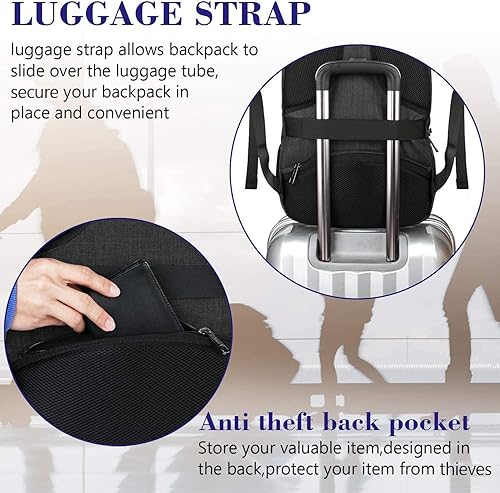 Miniatura 6 de MATEIN - Mochila empresarial para laptop de 15.6 pulgadas, mochila de viaje con puerto de carga USB, resistente al agua, para trabajo, universidad