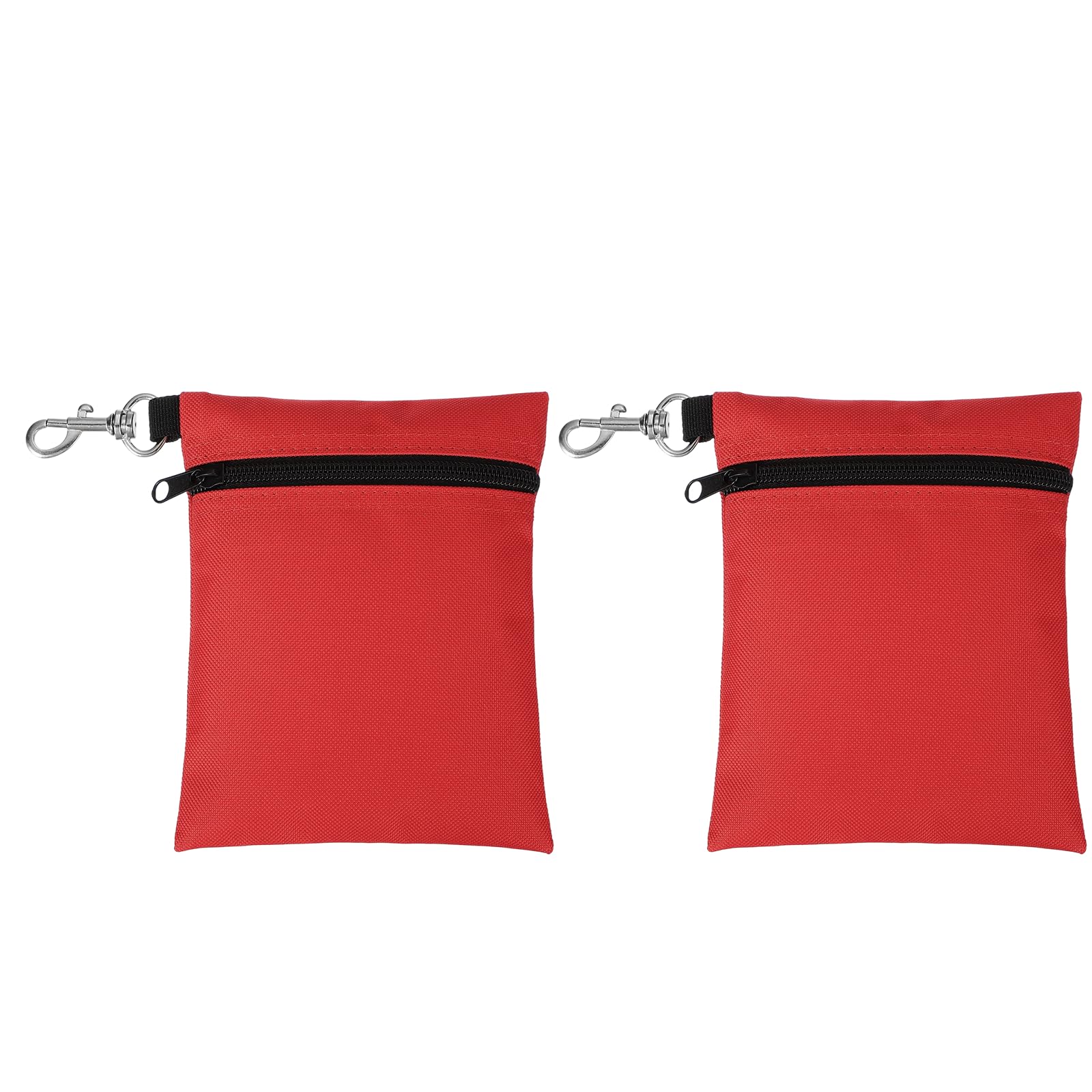 YELARXI Golf Tee Pouch, Zipper Golf Ball Bag 6.7 x 5 in with Metal Lobster Claw Clip Storage Bag Waterproof - Fit for (Tees Balls/Valuables Holder/Men Women Golf Gift) 2Pcs & Red