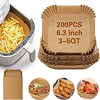 Vista 10 de 200 forros de papel desechables para freidora de aire, redondos, antiadherentes, papel pergamino para hornear, asar, horno microondas (6.3 pulgadas)