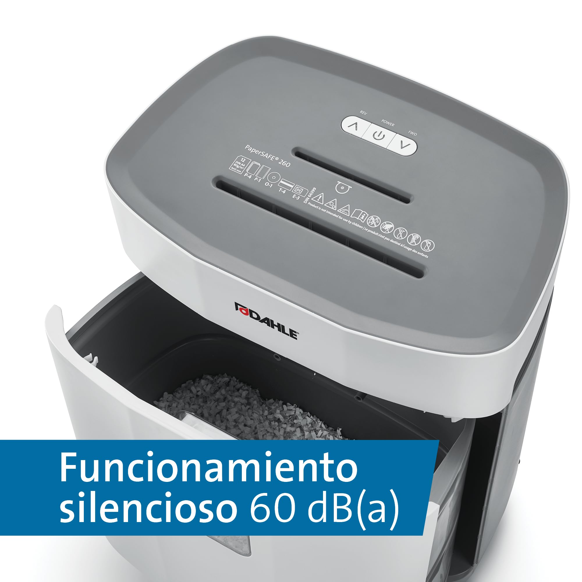 Dahle PaperSAFE PS 240 Destructora de papel, 10 hojas, P4, corte partículas, 25 litros, gris