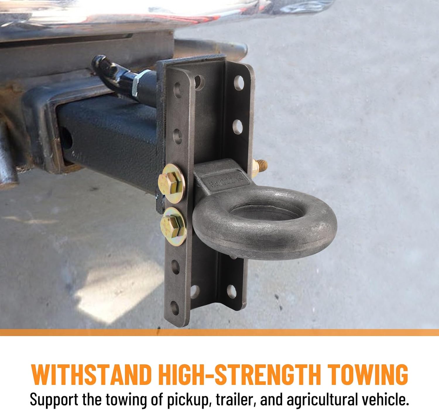 Pintle Hitch Lunette Ring with Coupler Channel, I.D. 3 inch Ring, 11-2/3 inch Length 5-Position Channel, Adjustable Heavy Duty Forged Steel, Extra Channel Bracket Required