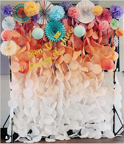 Miniatura 7 de PapaKit Juego de decoración de pared grande de origami de lujo (26 abanicos de papel surtidos y pompones) fiesta de cumpleaños, baby shower, boda,