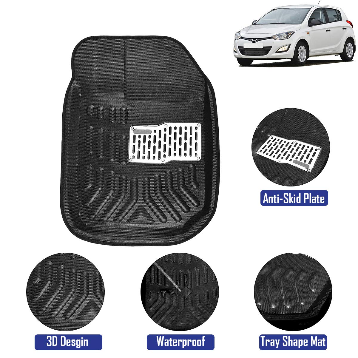 Kingsway 4D Car Floor Mats for Hyundai I20 (Model Year 20112014