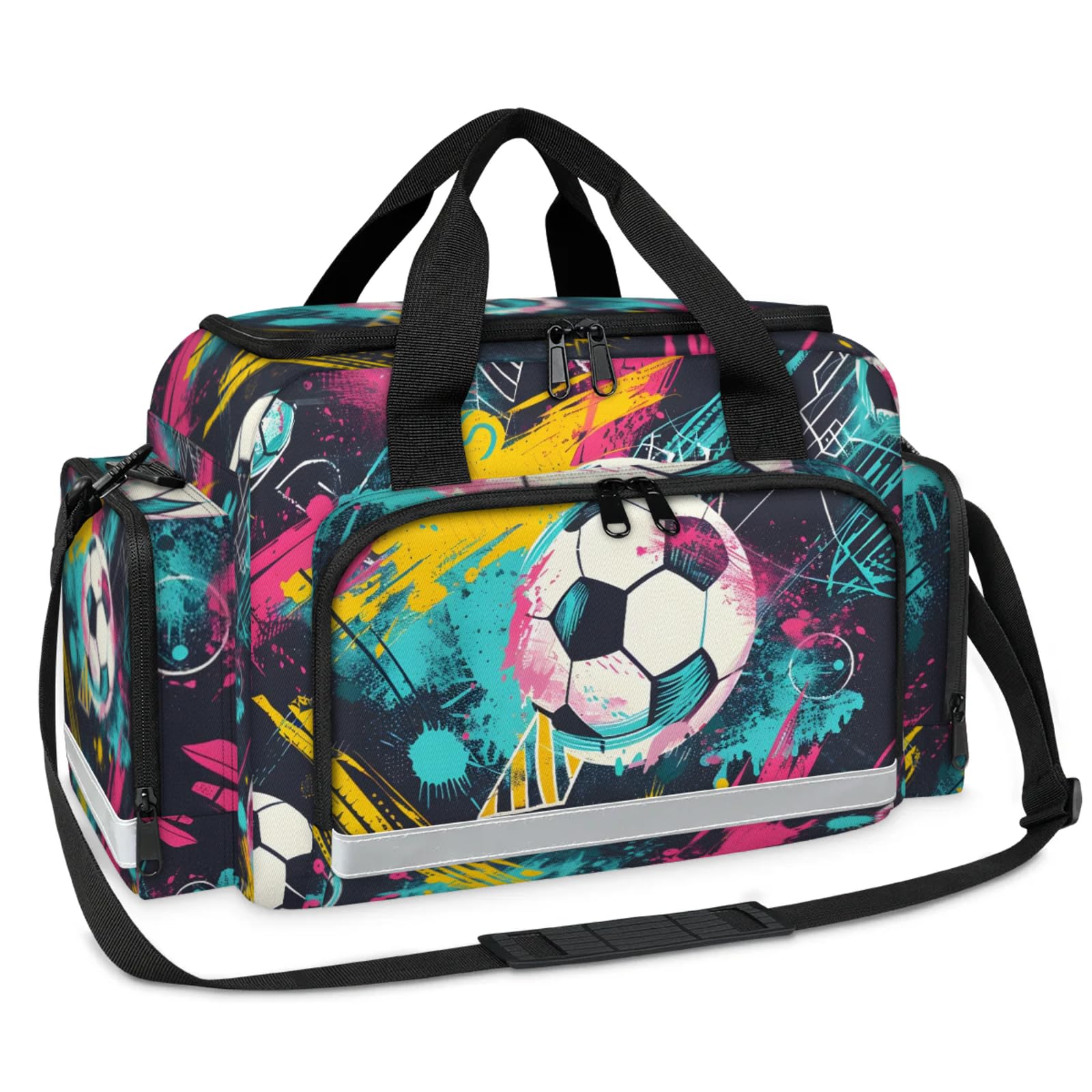 GzLeyigou First Aid Bags Empty, Watercolor Soccer Emergency Bag First Aid Kit Multiple Compartment Kit Carrier On Call Trauma Bag For Paramedics Emergency Medical Supplies Kit