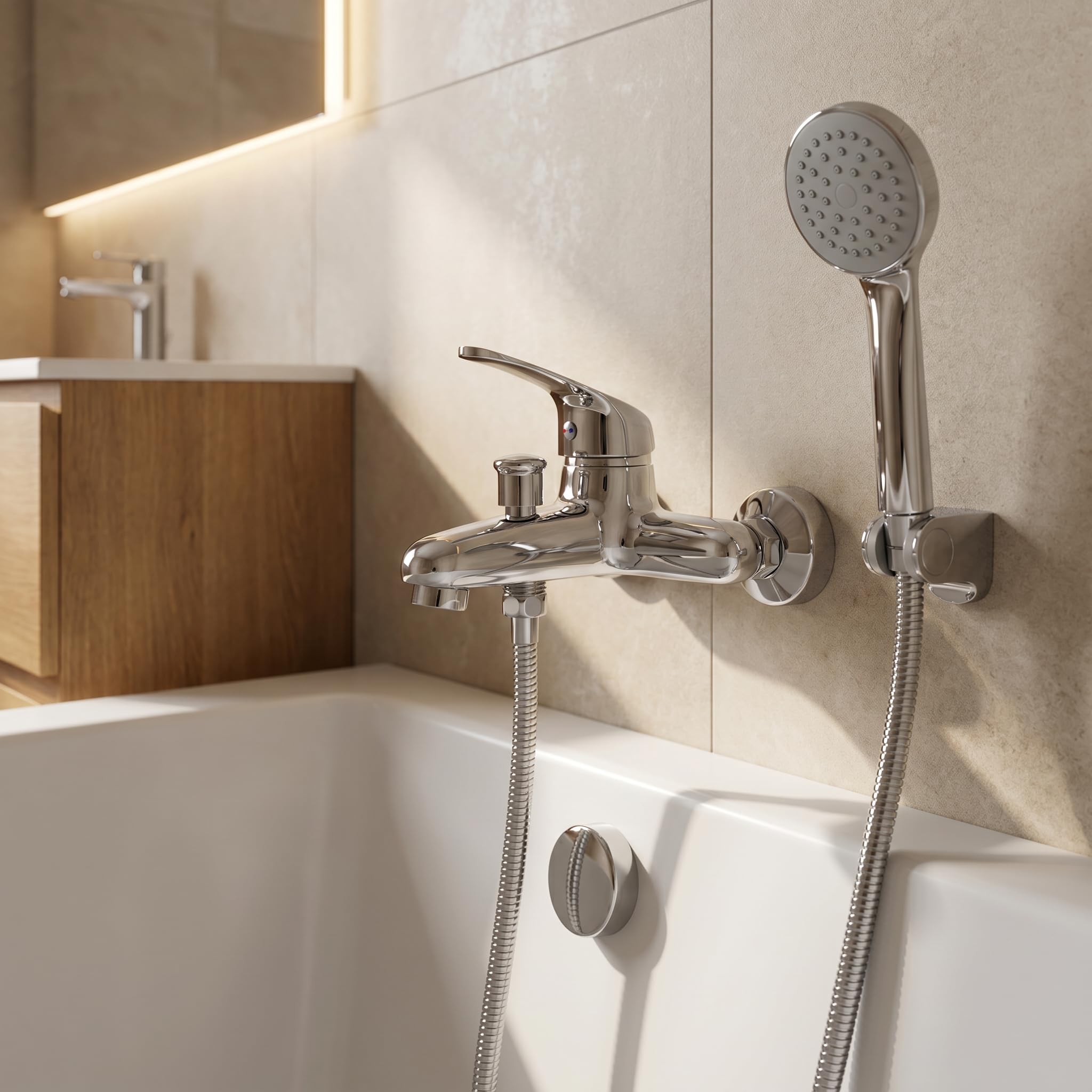 Grifo Bañera - Grifo Bañera y ducha - Monomando ducha - Grifo ducha | Set Grifo de Bañera - incluye todo lo necesario para su montaje - conexiones universales