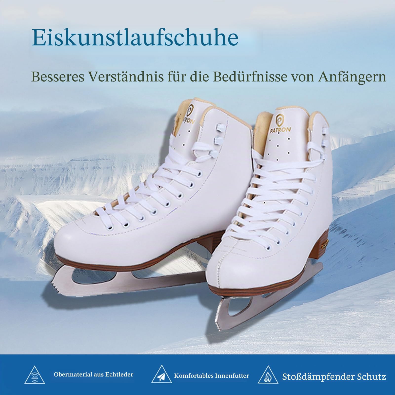Unisex Schlittschuhe Eishockey Eislaufen für Erwachsende,Obermaterial Leder Edelstahlkufe vorgeschliffen Schlittschuhe,Optimaler Halt & bequemer Komfort für Anfänger und fortgeschrittene Skater