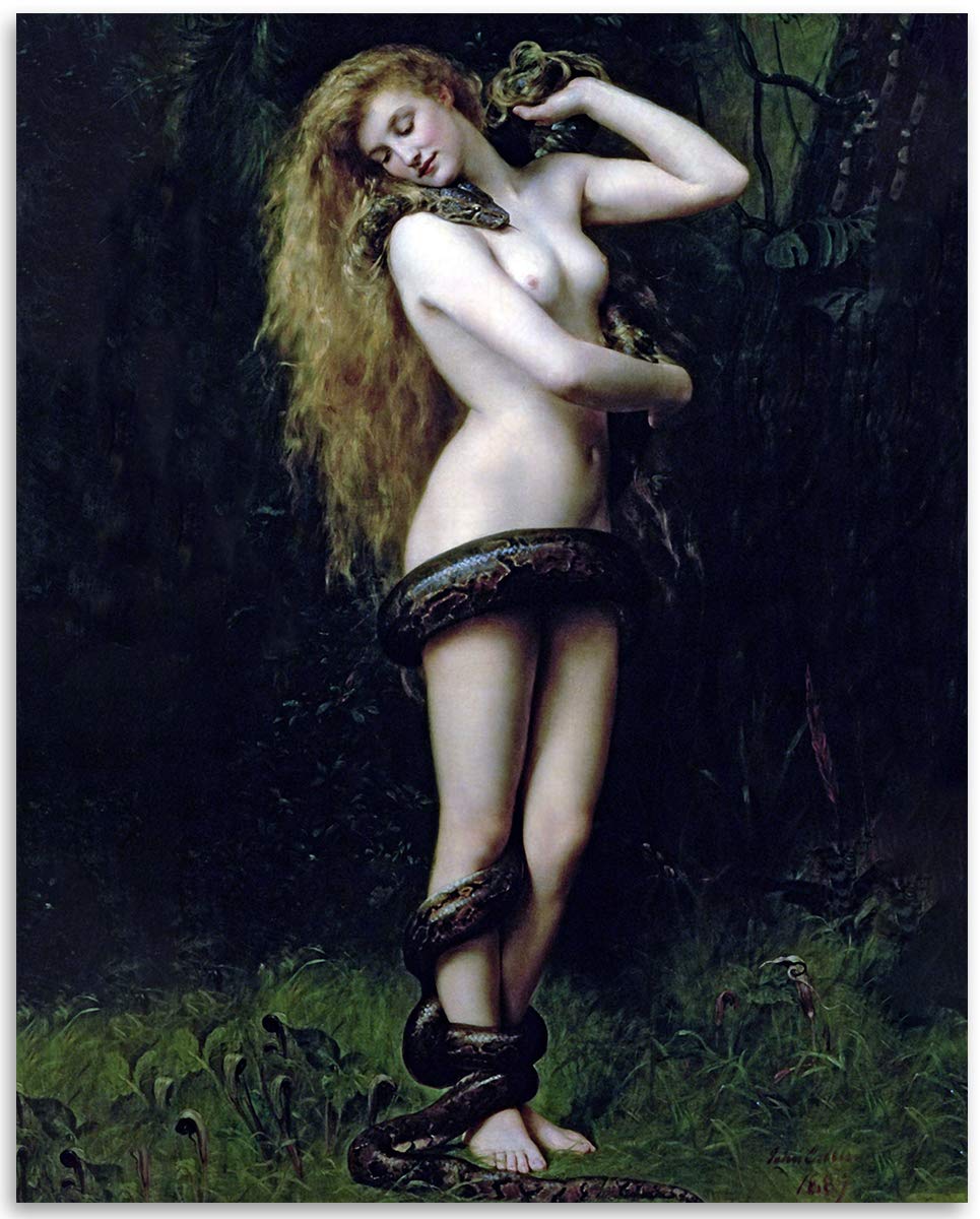 Make Em Laugh Lilith By John Collier - 11x14 Unframed Art Print - Perfect Conversational Piece and Vintage Snake Home Décor Gift Under $15