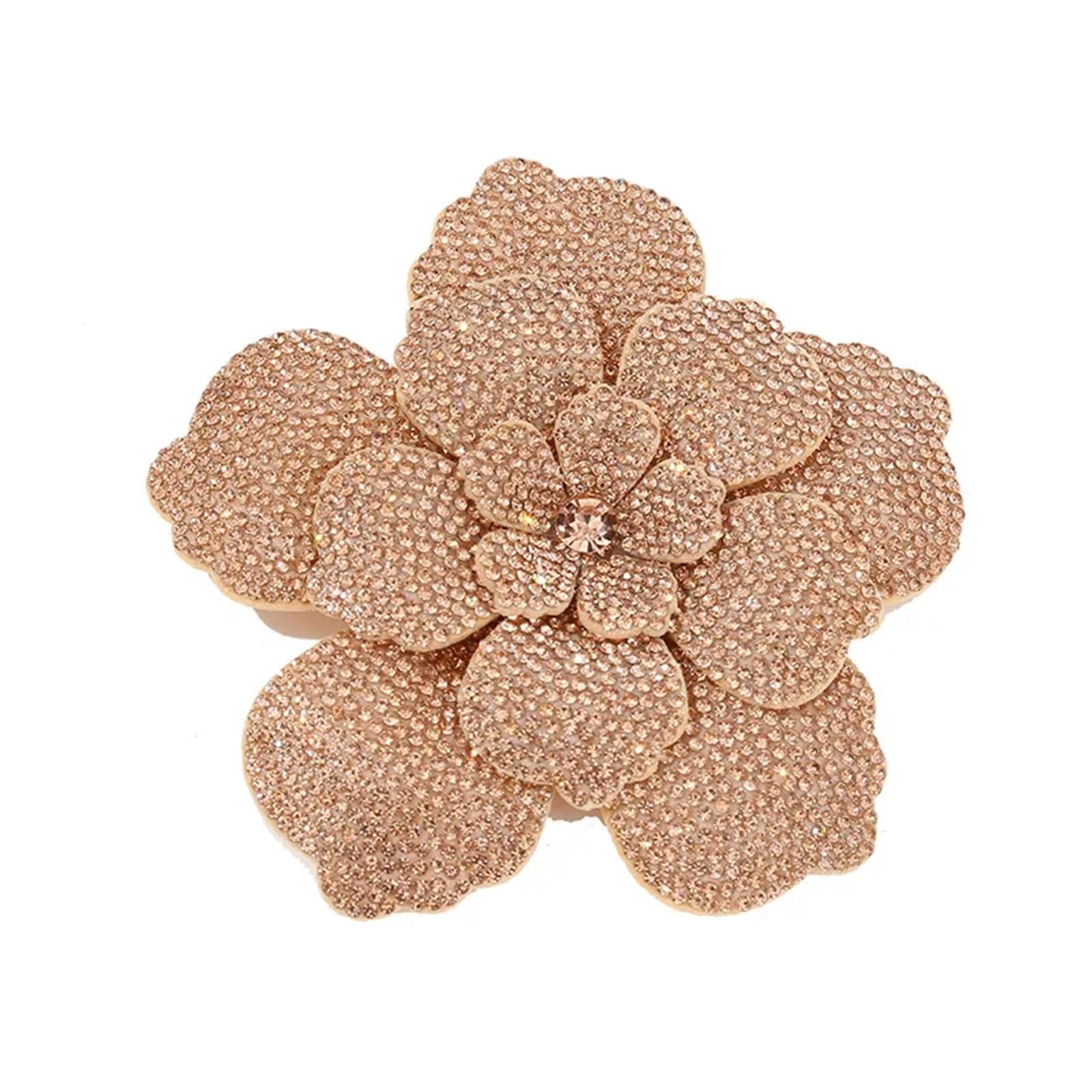 Wtaxbh Women's Creamy-White Iron On Patches 11Cm Rhinestone Camellia Rose Applique - Fabric Flower For Fashion Accessories(Creamy-White)