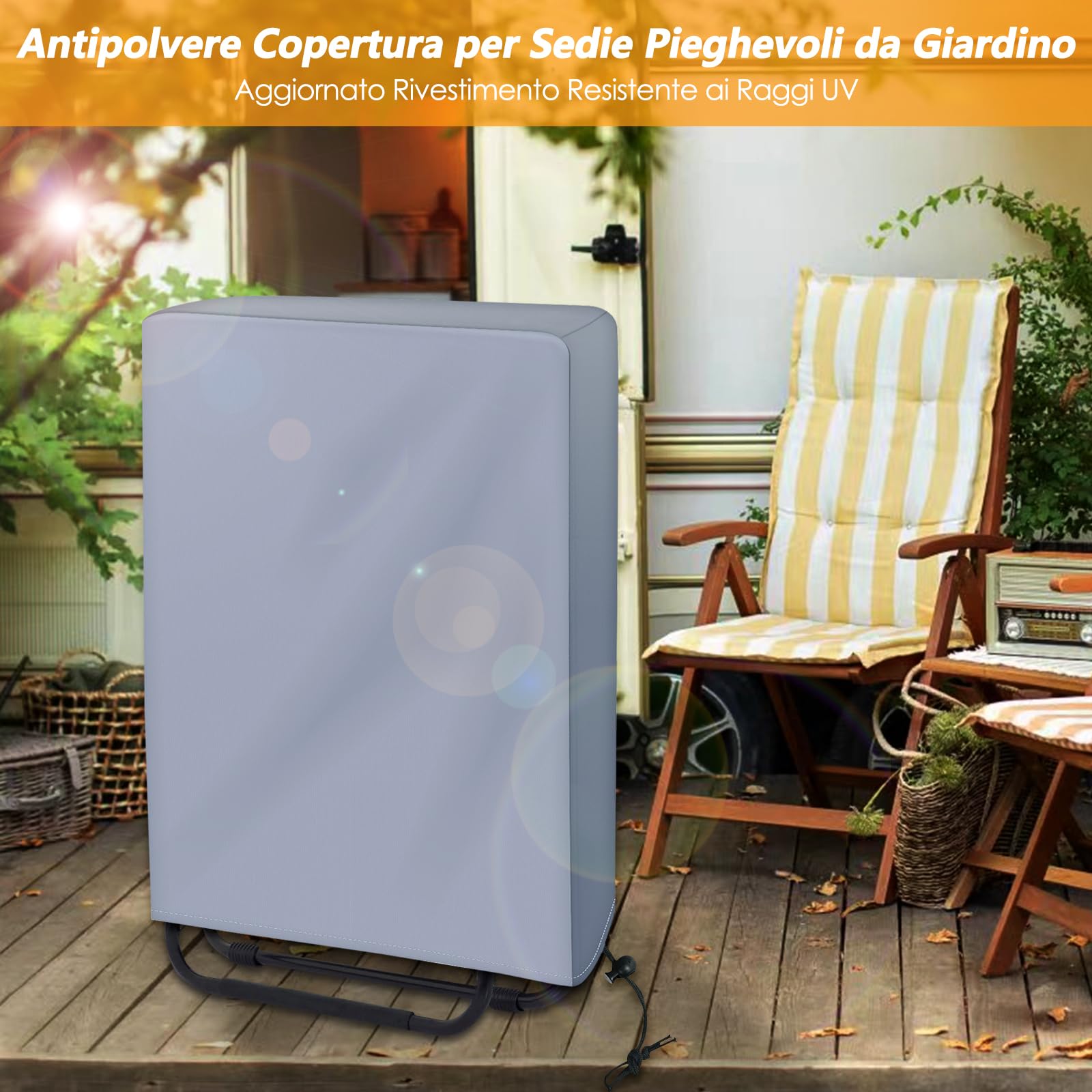 Copertura Per Sedia Sospesa Da Giardino In Tessuto Oxford 210D - Impermeabile, Anti-UV, Antivento, Dimensioni 190x115 Cm (colore Nero)