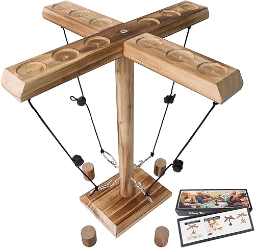 Juego de batalla de lanzamiento de ganchos y anillos para 4 jugadores, ganchos de madera hechos a mano para adultos, juego interactivo de fiesta en