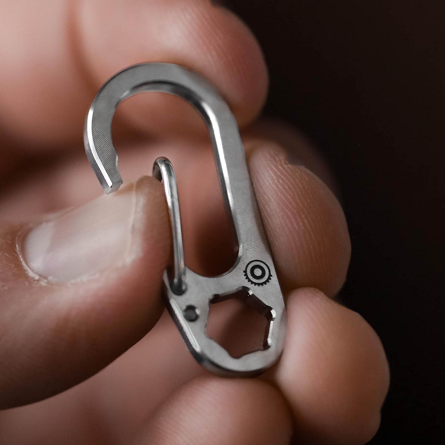 Driver Clip - Mini Titanium Carabiner, Small Titanium Keychain Carabiner Clip 1/4" Bit Driver, Gear Spool EDC Mini Ti Carabineer - Image 3