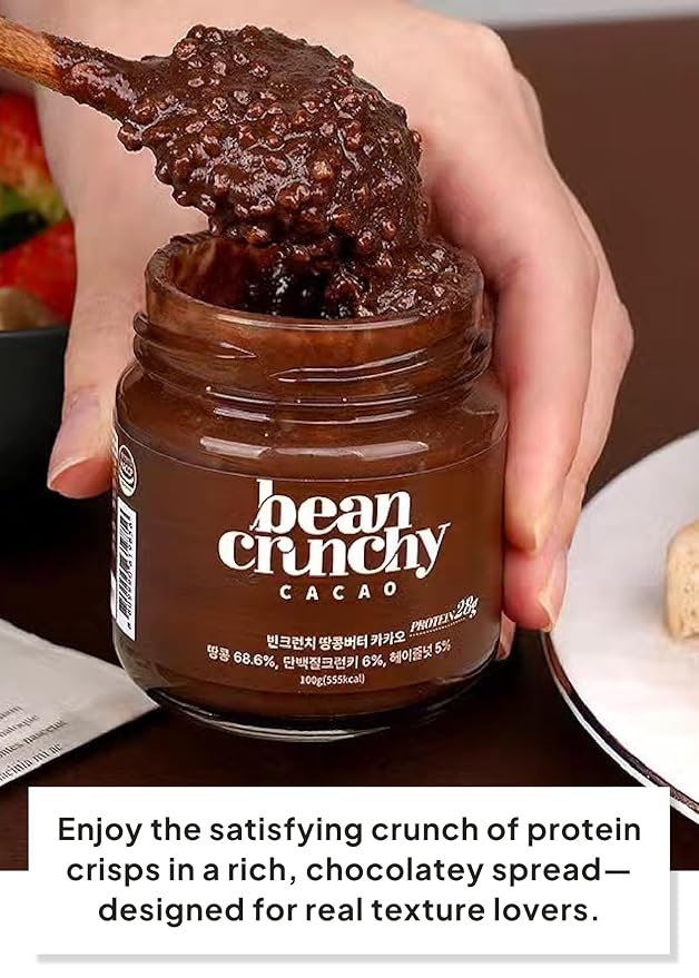 Korean Food Beancrunchy Peanut Butter Cacao Crunchy Spread con Proteína, 200g miniatura 5