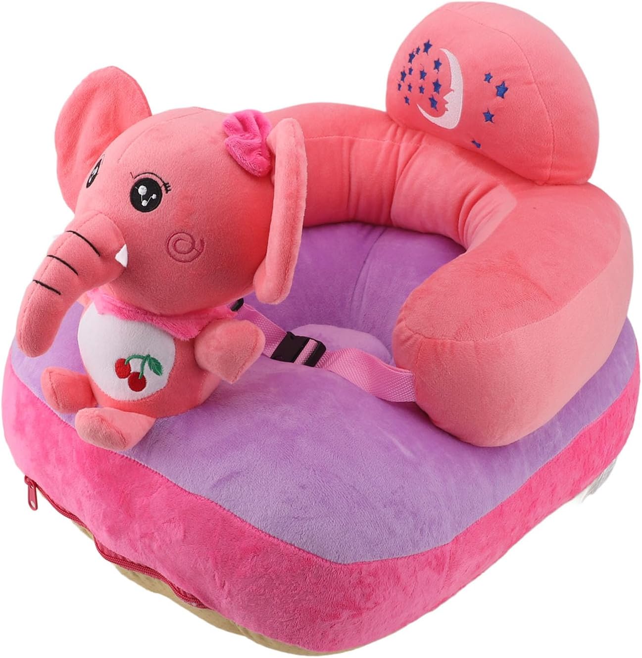 Haofy Adjustable Angle Plush Baby Sofa Chair Anti Fall Learning to Sit Chair with USB Cable for Toddlers Boys Girls (Calf Elephant)
