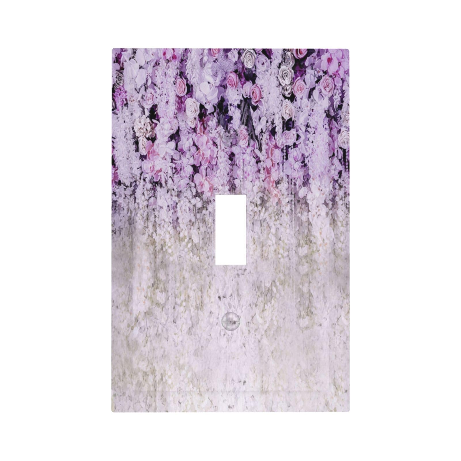 Wpshijia Purple and White Floral 1 Gang Single Toggle Light Switch Covers Decorative Wall Plate Switchplate Electrical Faceplate for Livingroom