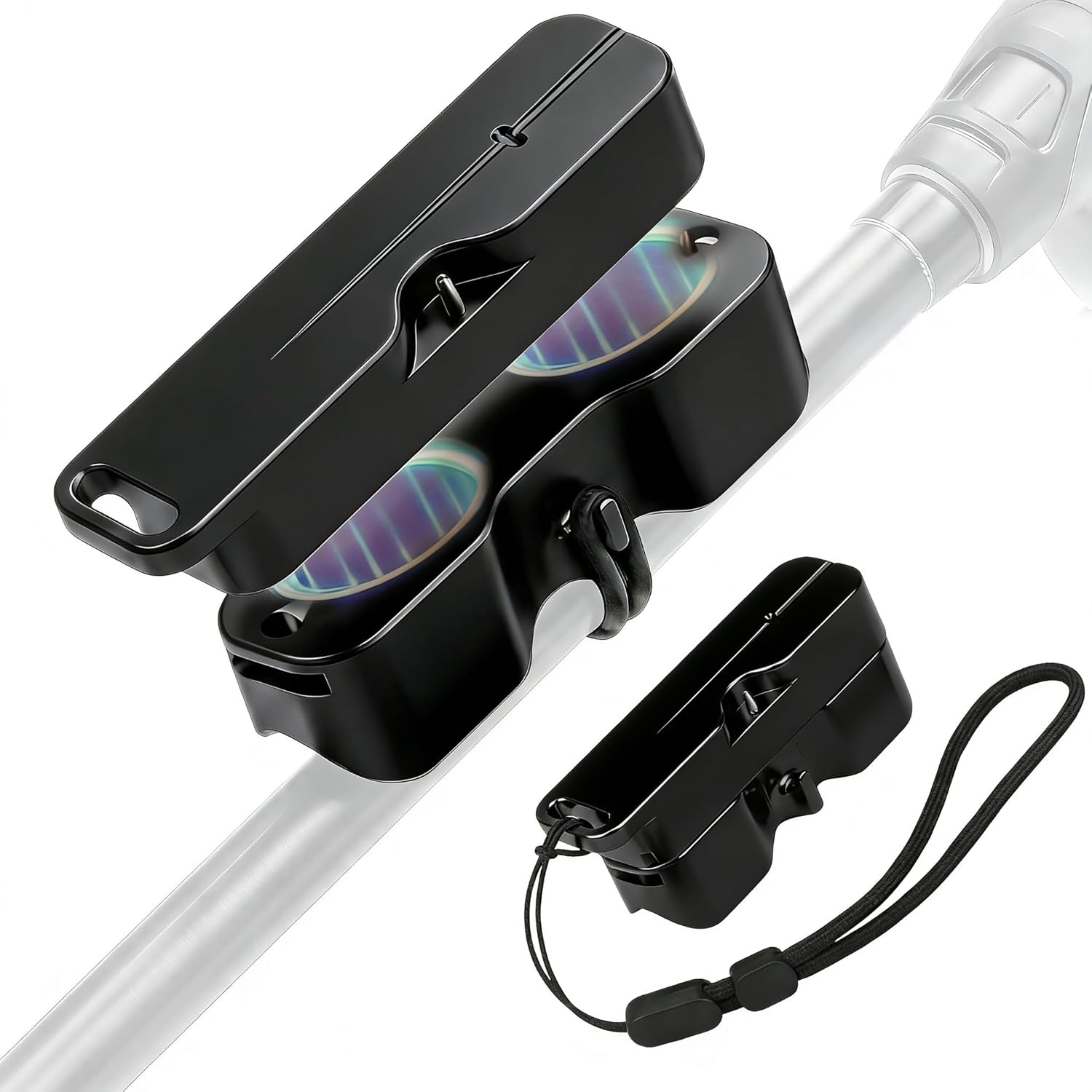 Magnetic Fly Fishing Rod Holder, Hands-Free Quick Dock Rod Keeper, Aluminum Body Corrosion‑Resistant, Strong Magnet Chest-Mount Rod Rest for Lure Change, Tying Knots & Landing Fish Black