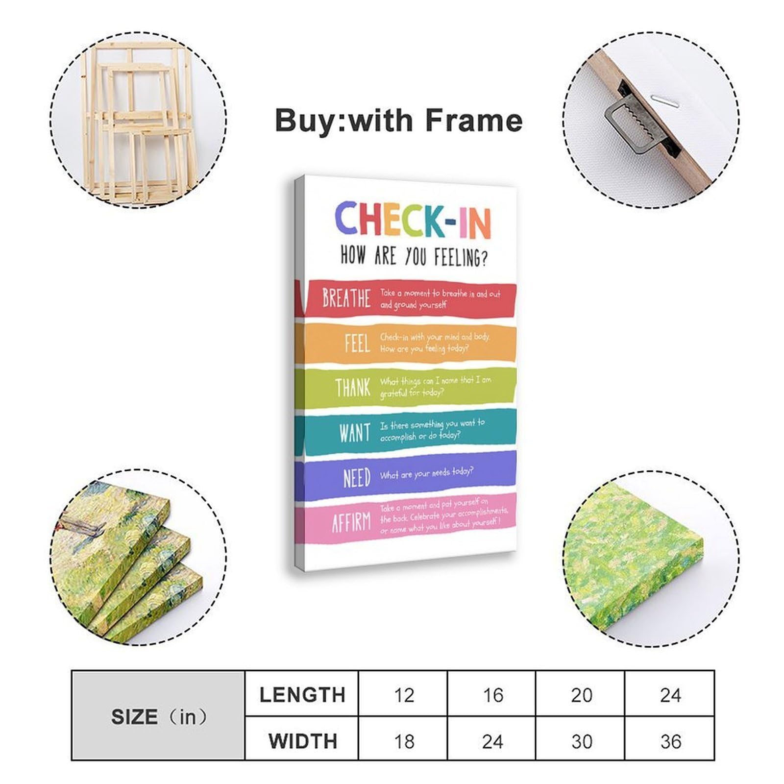 LNYLSJ Poster di salute mentale del controllo emotivo, poster d'arte di affermazione quotidiana | Tela per soggiorno, camera da letto, casa, ufficio, stampa regalo, stile cornice, 50,8 cm di lunghezza x 76,2 cm di larghezza