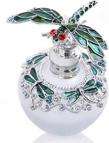 Miniatura 2 de YU FENG 40ML Green Dragonfly Stopper Rhinestones Bejewelled Glass Bottle Containers y 20ML Antique Peacock Pink Perfume Botellas