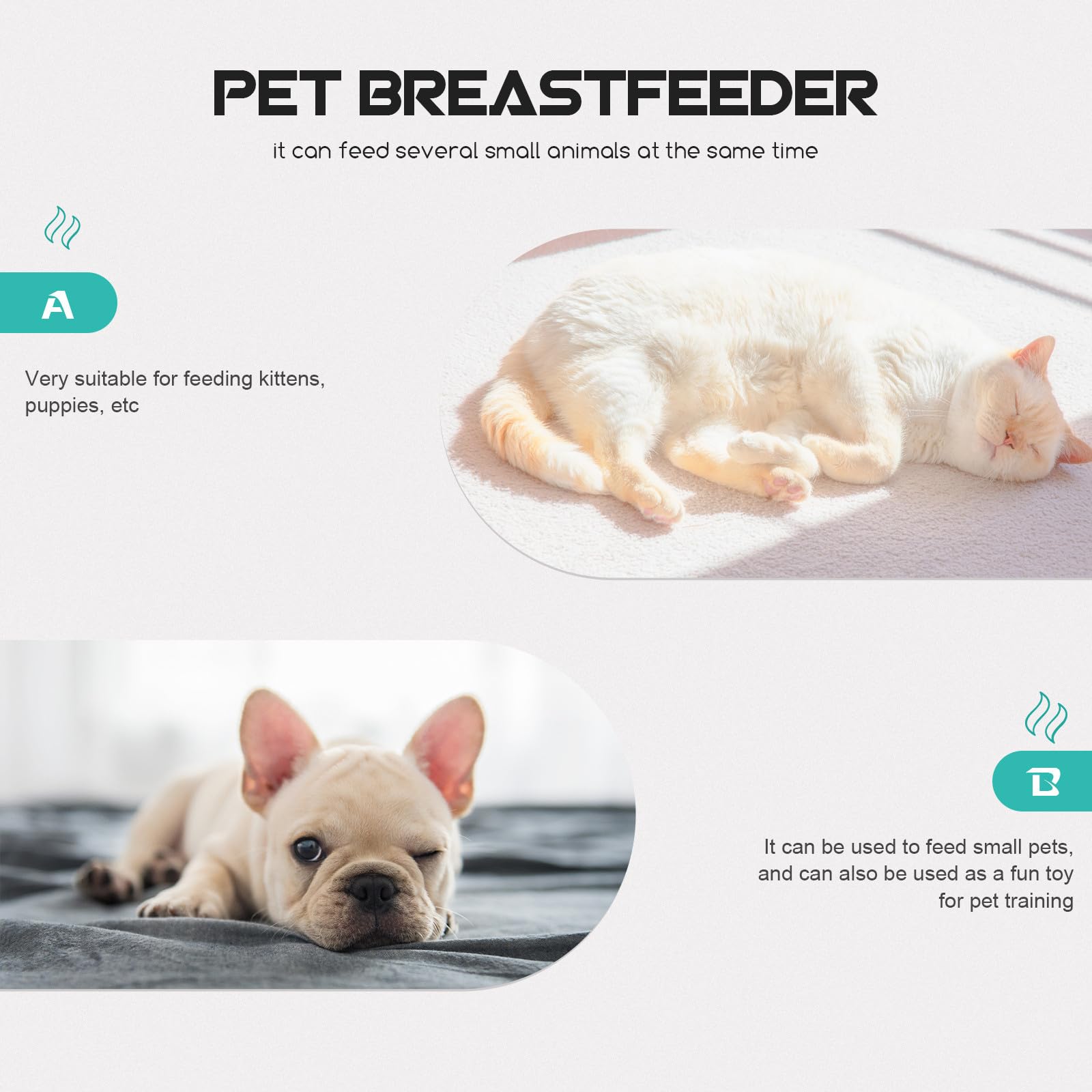 Homoyoyo Mangiatoia per Cuccioli e Gattini 200ml Tettarelle in Silicone, Contenitore Latte per Animali Domestici Appena Nati, Strumento per Allattamento Ragazzo Ragazza e Piccoli Animali