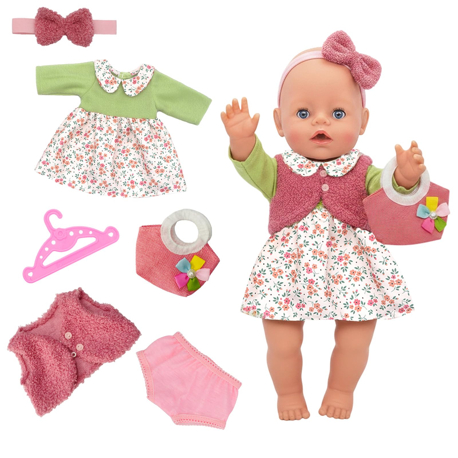 Ubranie dla lalek dla lalek 36-43 cm, ubranka dla lalek (bez lalki), płaszcze, opaski na włosy, piżamy, majtki, wieszaki na ubrania, kompatybilne z ubraniami dla lalek, 40-43 cm