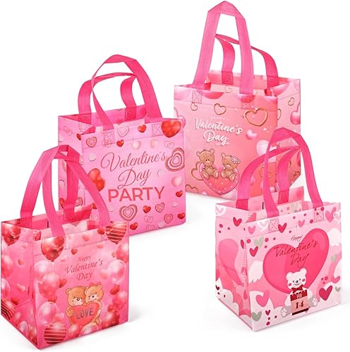 Miniatura 1 de Aviski 4 bolsas de regalo reutilizables para el día de San Valentín, bolsas de golosinas con asas, bolsas de golosinas, bolsas multifuncionales no