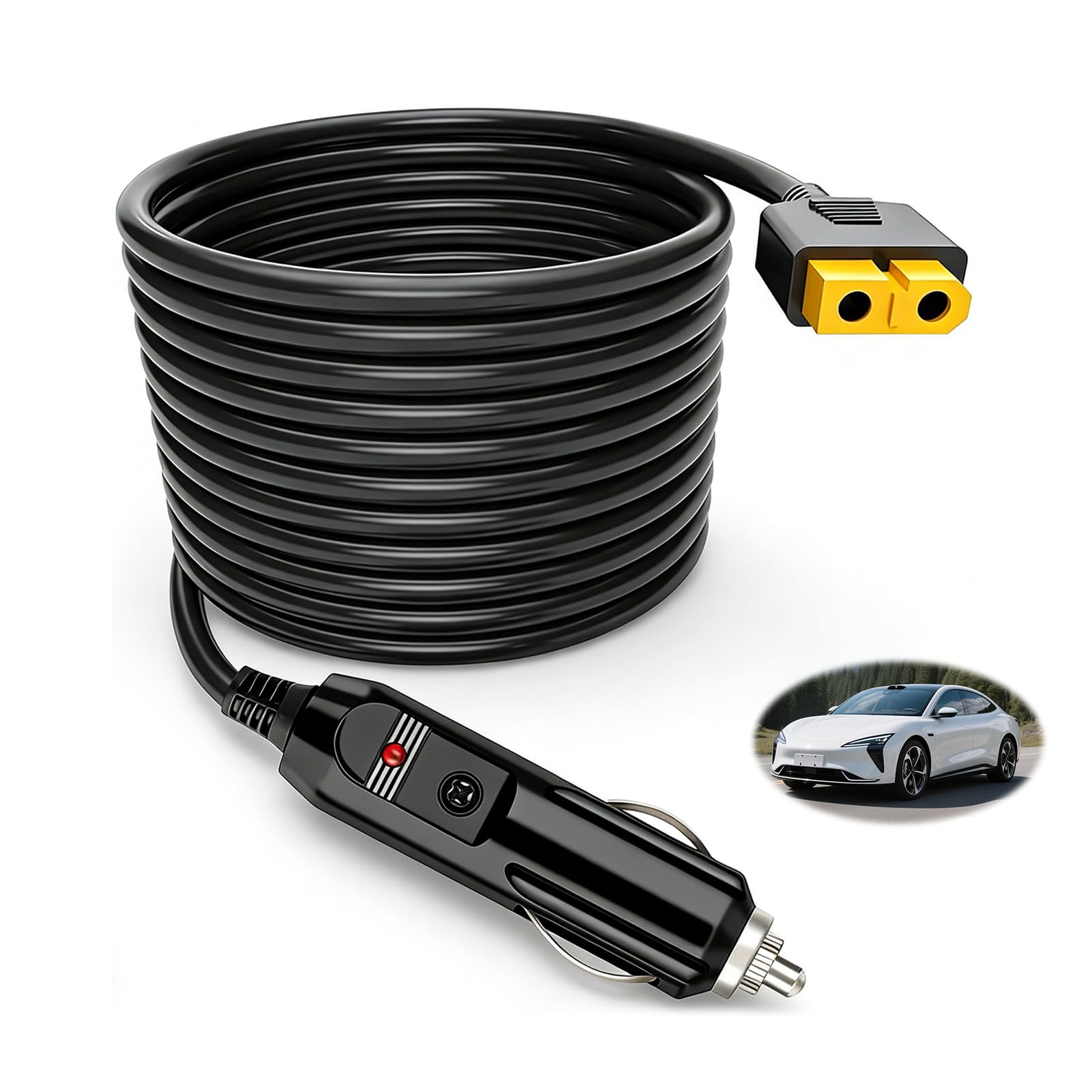 Zigarettenanzünder auf XT60 Kfz-Ladegerät, 12V 24V, 1,5 m, XT60 Kabel mit Sicherung, Adapter für Auto LKW Wohnmobil Boot, KFZ Ladekabel Ladegerät