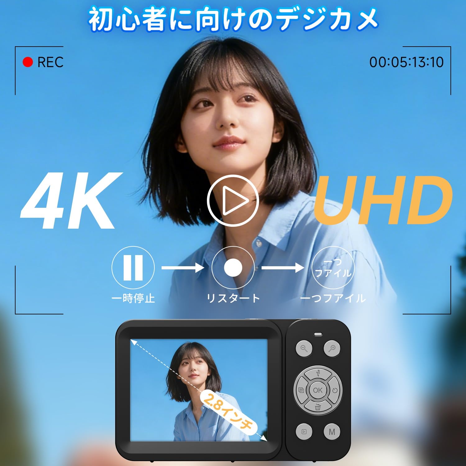 Amazon.co.jp: Fesaymi デジタルカメラ 4K 6400万画素 デジカメ 32GB