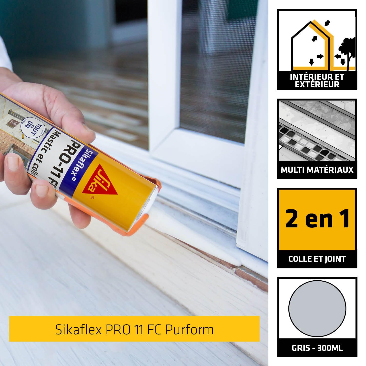 Sika Sikagard 240 Protecteur Tout en 1, Protection hydrofuge façade, mur, toiture et sol, 5L & lex PRO 11 FC Purform Gris béton, Mastic polyuréthane PU tout en 1, mastic multi-matériaux