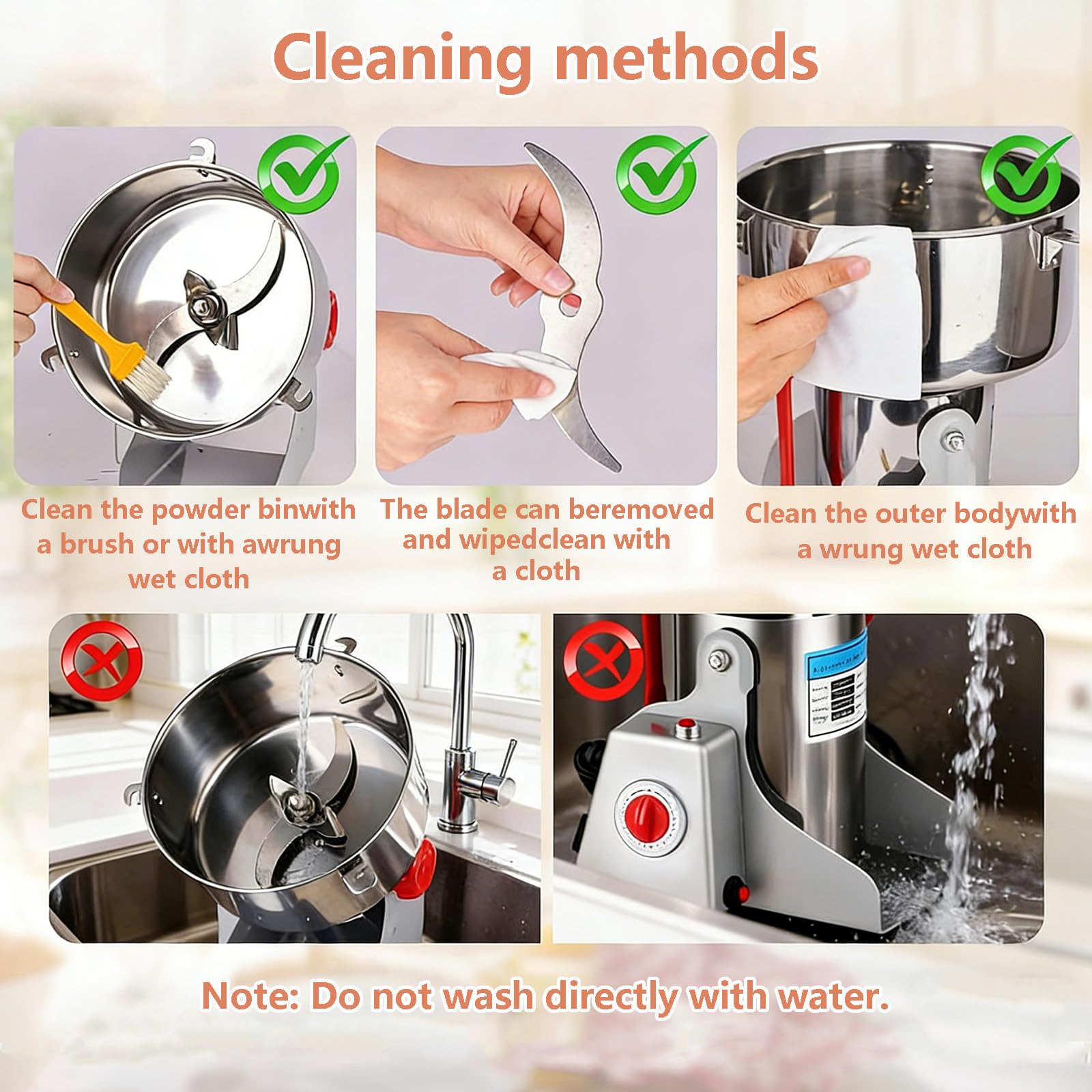 Molinillo de Especias Comercial, Gran Capacidad de 2500 g, Motor Industrial de 4500 W, Disco de Cuchillas de Acero Inoxidable de Seis Hojas, Apto para Pimienta, Sal, té, café, Soja, azúcar