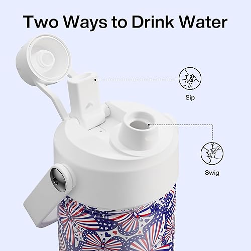Miniatura 928 de ENCOOL Botella de agua aislada con popote, de acero inoxidable, a prueba de fugas, sin BPA, al vacío de doble pared que se mantiene fría durante 24