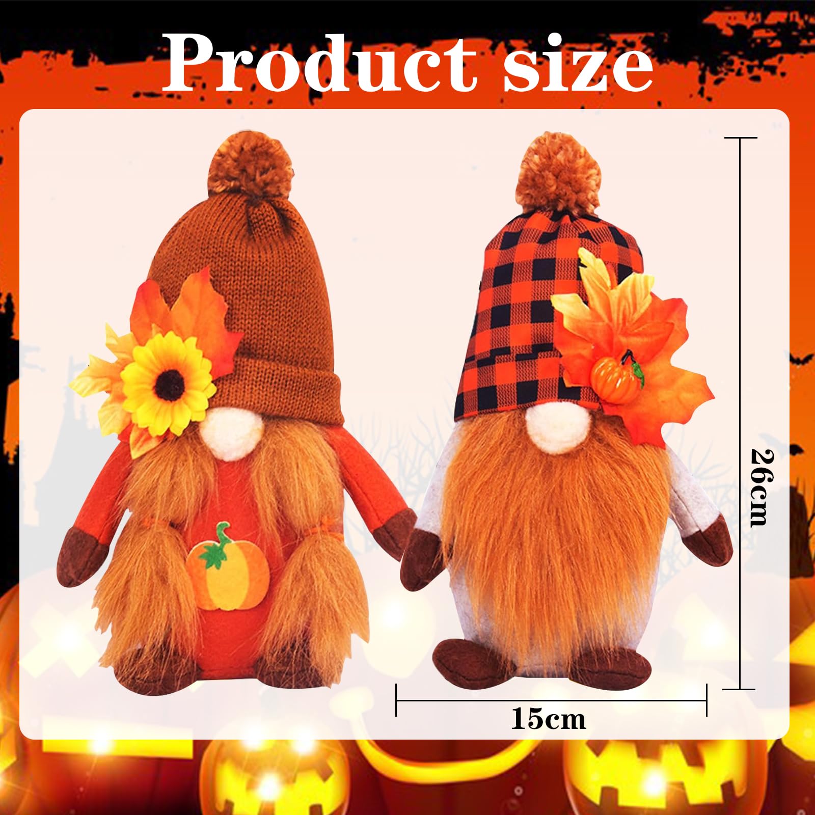 2 Figurines GNOME En Peluche D’Automne – Décoration Thanksgiving – Maison, Salon – Cadeau Festif